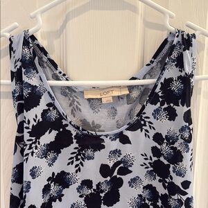 LOFT Blue Floral Mixed Media Tank